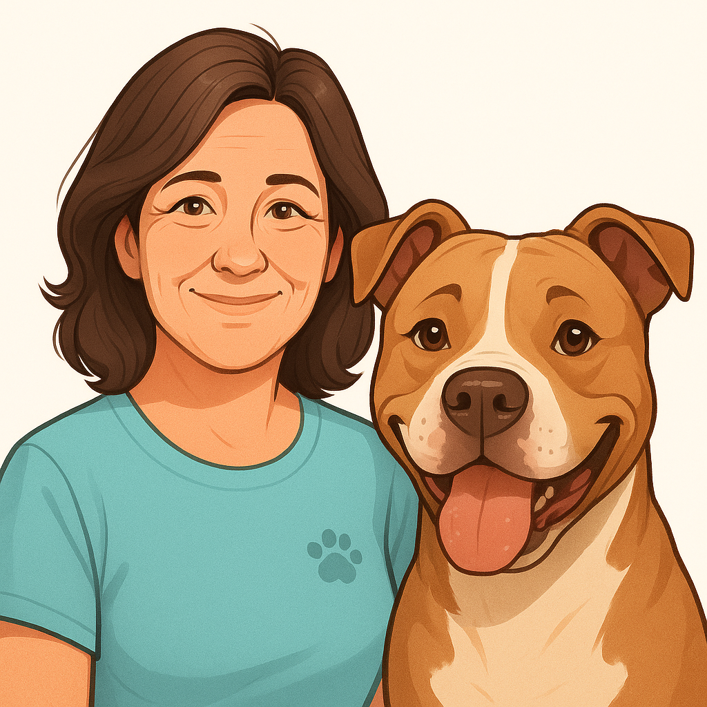 Owner of Tidy Dog Mom and her friendly pit bull